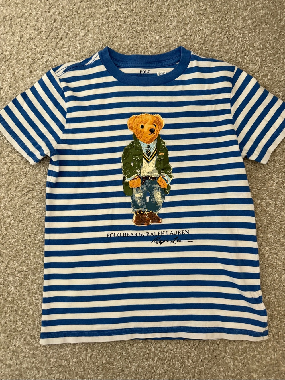 Polo Bear Striped Cotton Jersey Tee